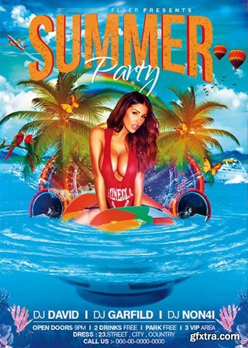 Summer Party V10 – Premium Flyer Template + Facebook Cover