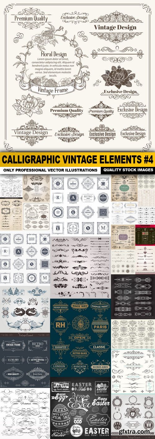 Calligraphic Vintage Elements #4 - 25 Vector