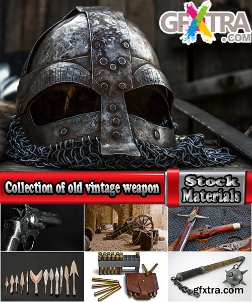 Collection of old vintage weapon weapons bow crossbow armor helmet mace 25 HQ Jpeg
