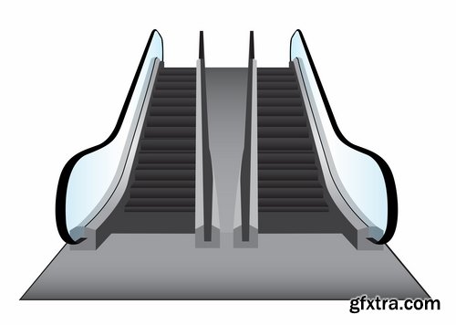 Collection elevator escalator stairs 25 EPS