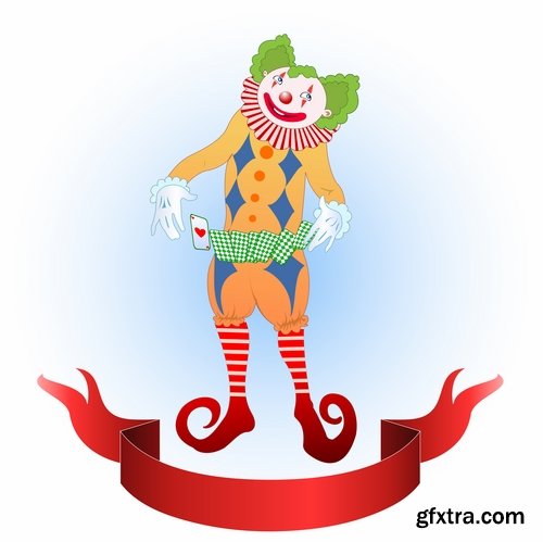 Collection of vector illustration image joker clown cap cartoon character 3-25 Eps