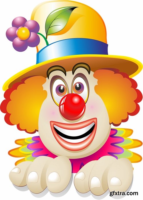 Collection of vector illustration image joker clown cap cartoon character 3-25 Eps