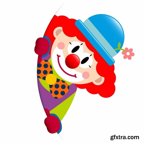 Collection of vector illustration image joker clown cap cartoon character 3-25 Eps