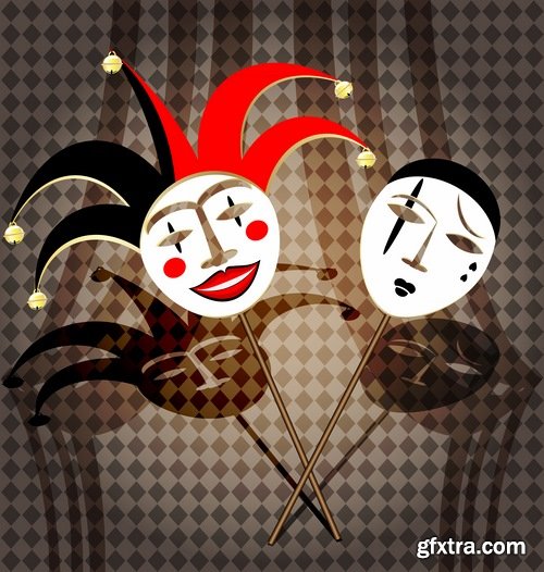 Collection of vector illustration image joker clown cap cartoon character 3-25 Eps