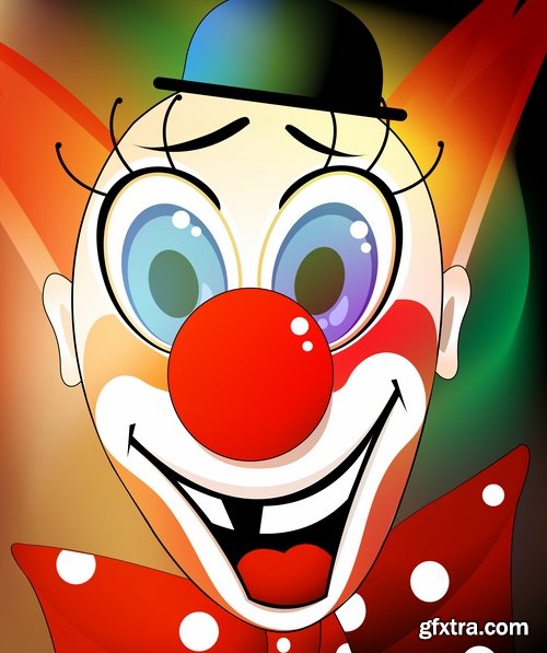 Collection of vector illustration image joker clown cap cartoon character 3-25 Eps