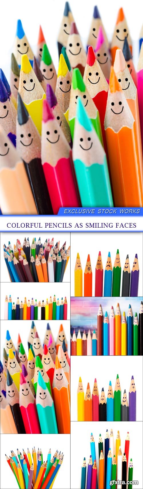 Colorful pencils as smiling faces 8X JPEG