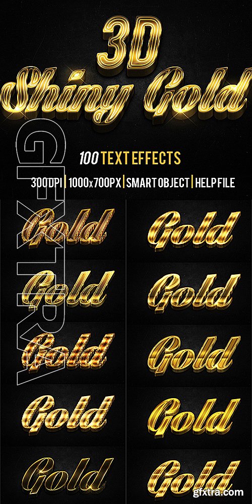 GraphicRiver - 100 3D Shiny Gold Text Effects