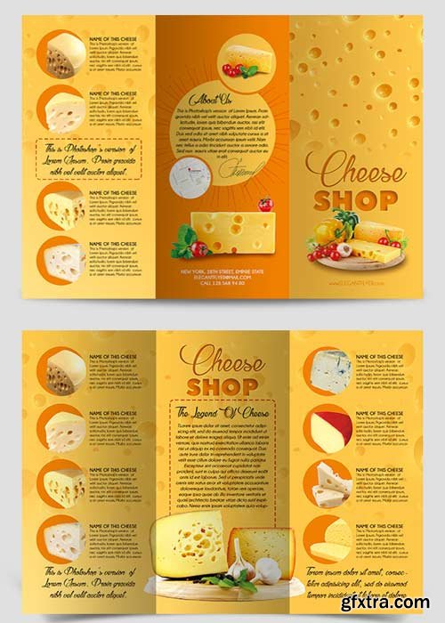 Cheese Shop Tri-Fold Brochure PSD Template