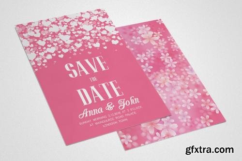 CreativeMarket Double Sided Wedding Invitation 581041