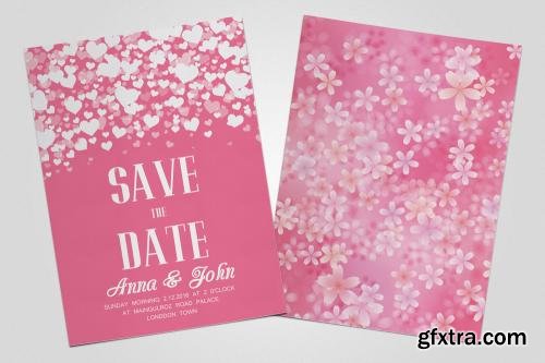 CreativeMarket Double Sided Wedding Invitation 581041