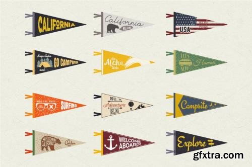 CreativeMarket Adventure Pennants & Vintage Flags 586816