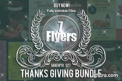 CreativeMarket 7 Thanks Giving Party Flyer Bundle 614634