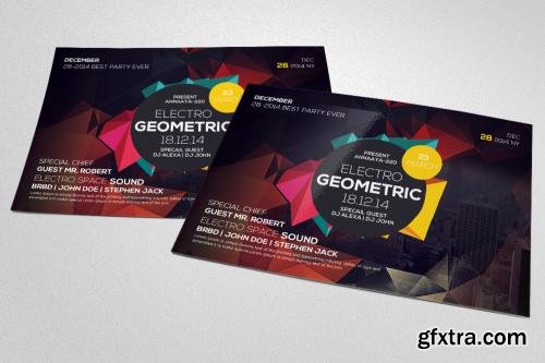 CreativeMarket Geometric Electro Trance Flyer 620825