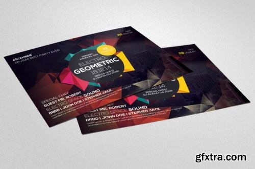 CreativeMarket Geometric Electro Trance Flyer 620825