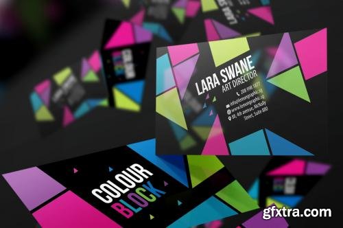 CreativeMarket Colour block business card design 614844