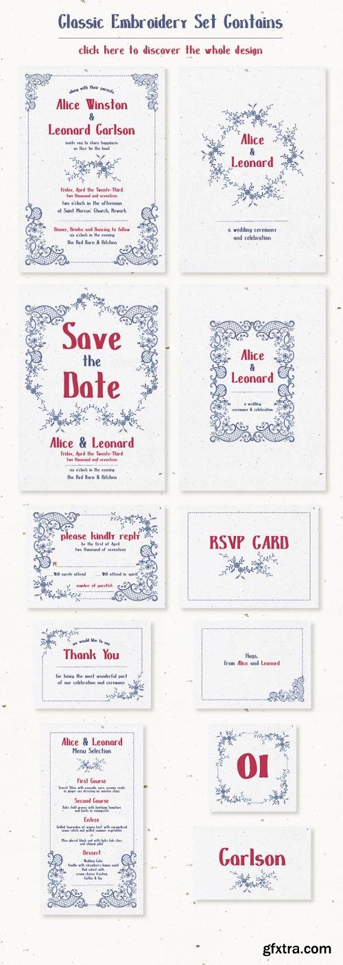 CreativeMarket Classic Embroidery Invitation 587325