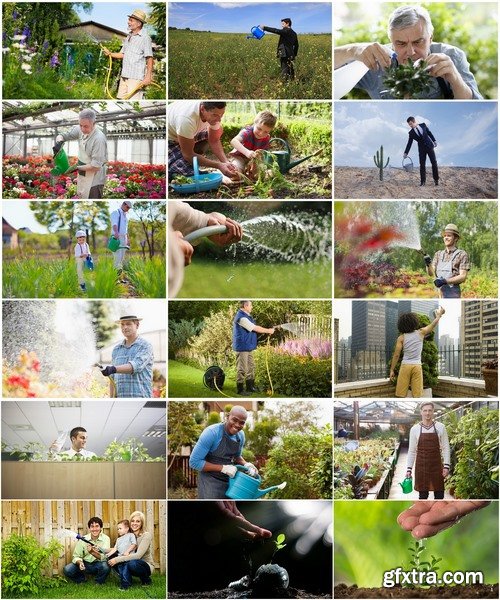 Collection of a man watering a plant gardening sprout a germ 25 HQ Jpeg