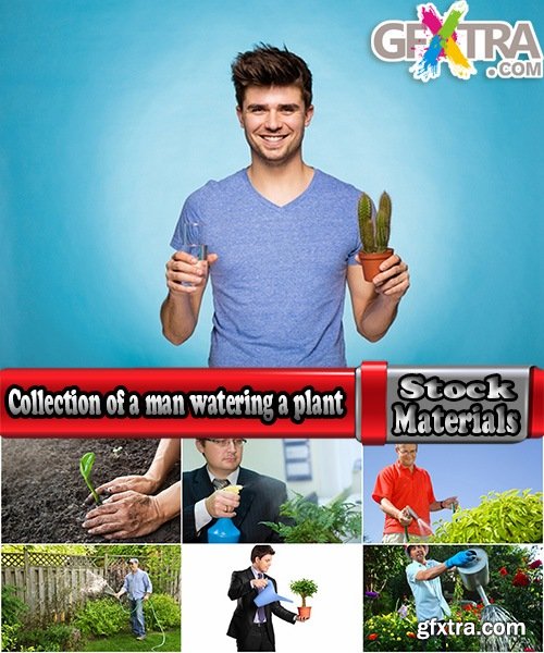 Collection of a man watering a plant gardening sprout a germ 25 HQ Jpeg