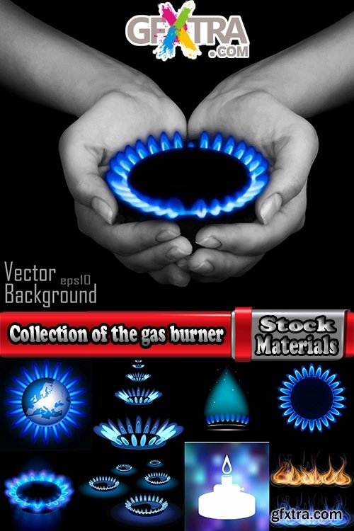 Collection of the gas burner flame fire vector image 25 EPS