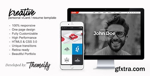 ThemeForest - Kreative v1.1 - Personal Vcard & Resume HTML Template - 12815537