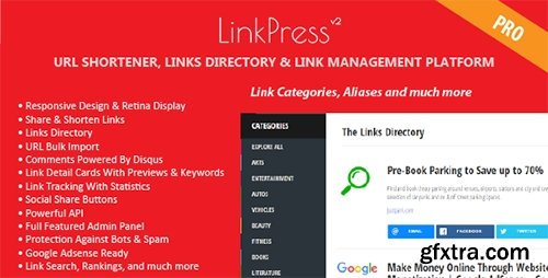 CodeCanyon - LinkPress Pro v1.0 - Advanced URL Shortener, Links Directory & Link Management Platform - 15136073