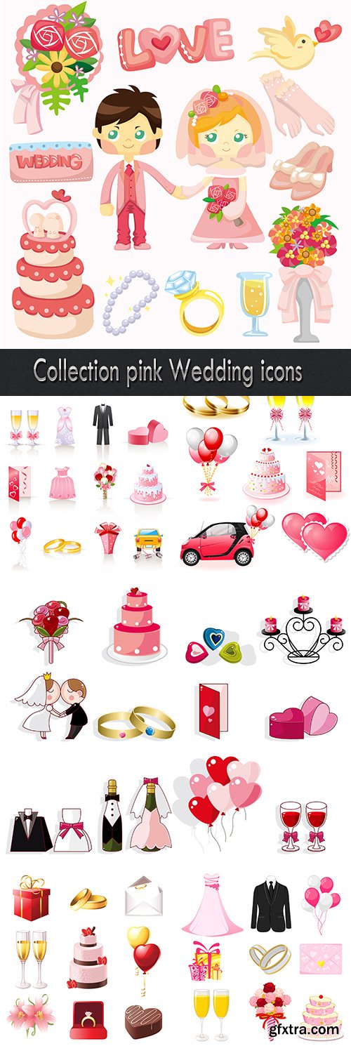 Collection pink Wedding icons