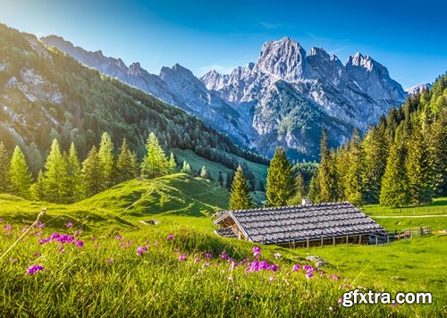 Collection Alps Alpine mountain cliff top resort mountain field meadow landscape 25 HQ Jpeg