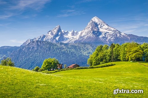 Collection Alps Alpine mountain cliff top resort mountain field meadow landscape 25 HQ Jpeg