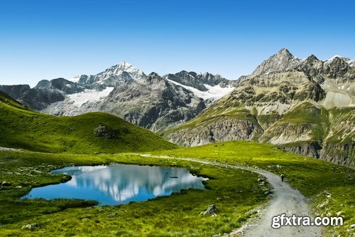 Collection Alps Alpine mountain cliff top resort mountain field meadow landscape 25 HQ Jpeg