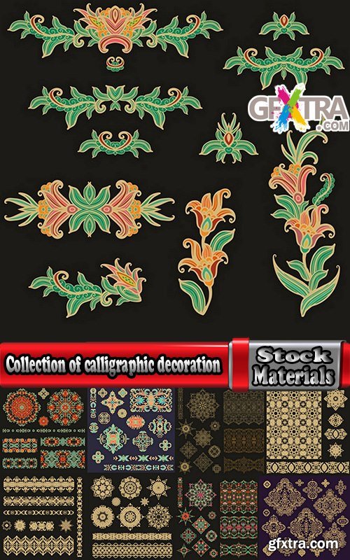 Collection of calligraphic decoration stencil pattern monogram decorative element 25 EPS