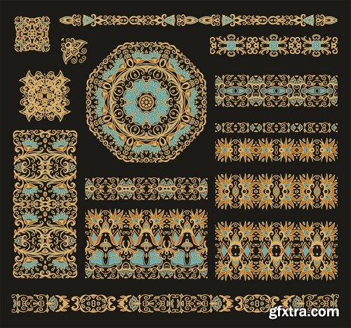 Collection of calligraphic decoration stencil pattern monogram decorative element 25 EPS