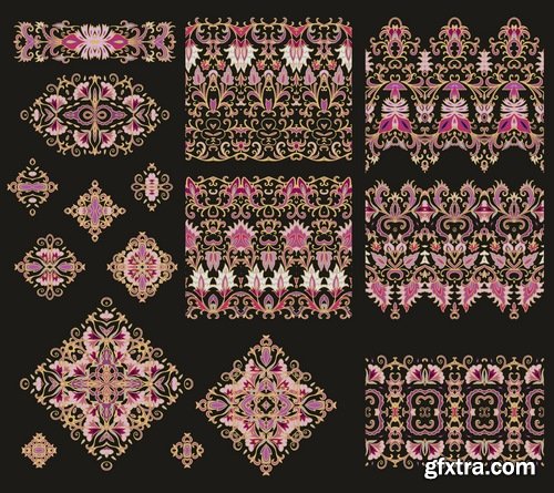 Collection of calligraphic decoration stencil pattern monogram decorative element 25 EPS