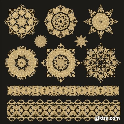 Collection of calligraphic decoration stencil pattern monogram decorative element 25 EPS