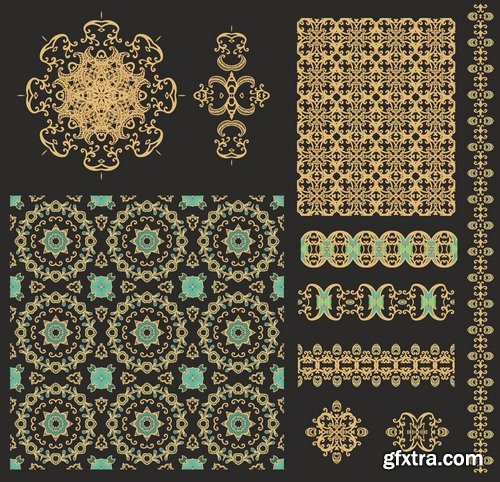 Collection of calligraphic decoration stencil pattern monogram decorative element 25 EPS