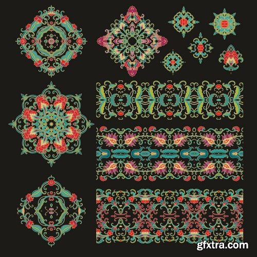 Collection of calligraphic decoration stencil pattern monogram decorative element 25 EPS