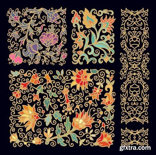 Collection of calligraphic decoration stencil pattern monogram decorative element 25 EPS