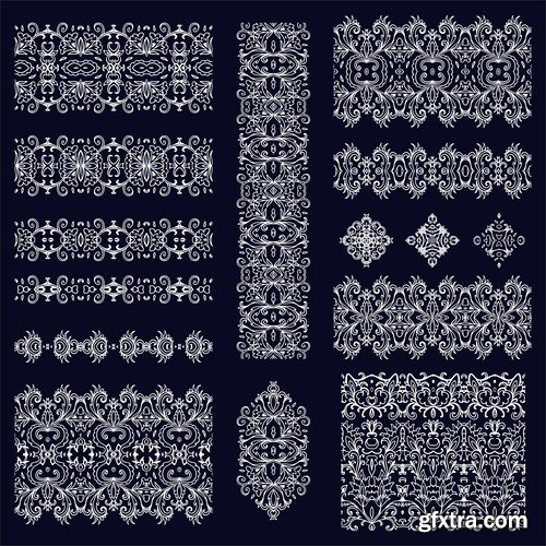 Collection of calligraphic decoration stencil pattern monogram decorative element 25 EPS