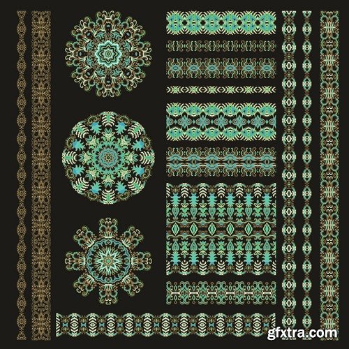 Collection of calligraphic decoration stencil pattern monogram decorative element 25 EPS