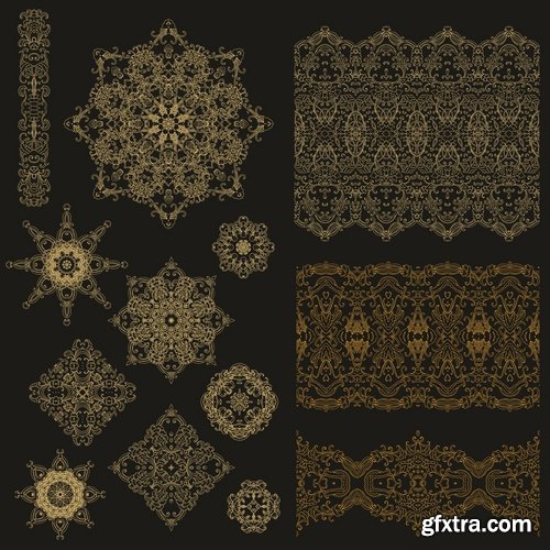 Collection of calligraphic decoration stencil pattern monogram decorative element 25 EPS