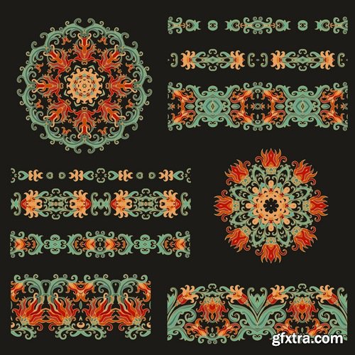 Collection of calligraphic decoration stencil pattern monogram decorative element 25 EPS