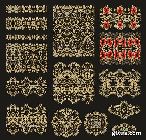 Collection of calligraphic decoration stencil pattern monogram decorative element 25 EPS