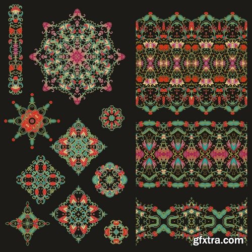 Collection of calligraphic decoration stencil pattern monogram decorative element 25 EPS