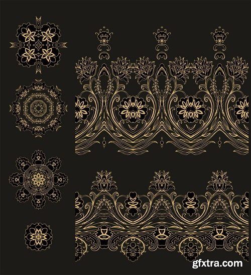 Collection of calligraphic decoration stencil pattern monogram decorative element 25 EPS