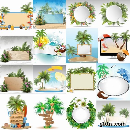 Collection of grass plant with an ad billboard frame 25 EPS