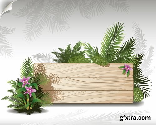 Collection of grass plant with an ad billboard frame 25 EPS