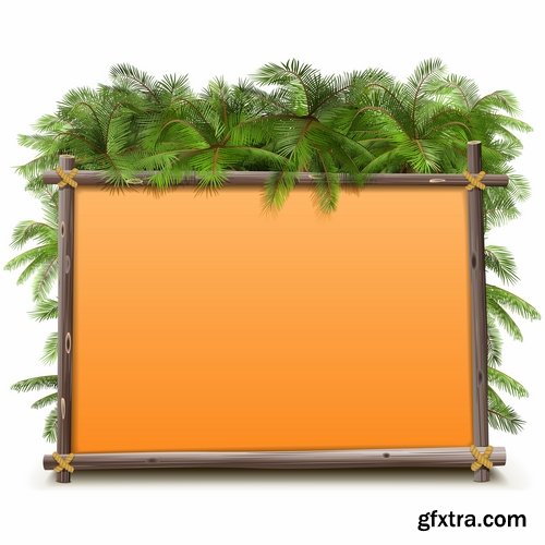 Collection of grass plant with an ad billboard frame 25 EPS