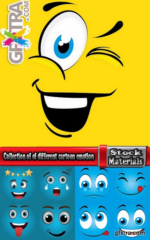 Collection of of different cartoon emotion facial expression monsters character 25 EPS