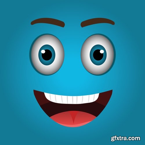 Collection of of different cartoon emotion facial expression monsters character 25 EPS