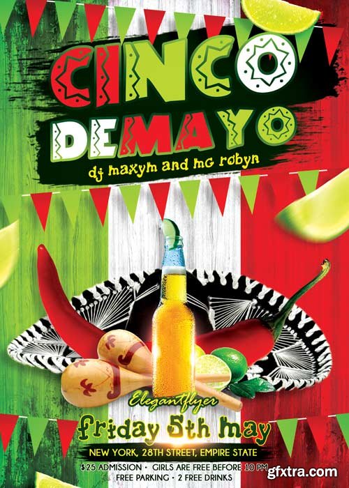 Cinco De Mayo V0 Flyer PSD Template + Facebook Cover