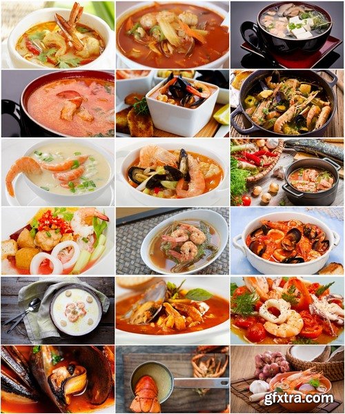 Collection of seafood soup mussel crab octopus shrimp 25 HQ Jpeg